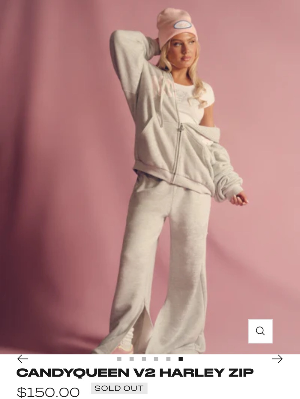 Boys Lie CANDYQUEEN V2 Harley Zip Hoodie, Sweatpant and Hat Set in Light Pink
